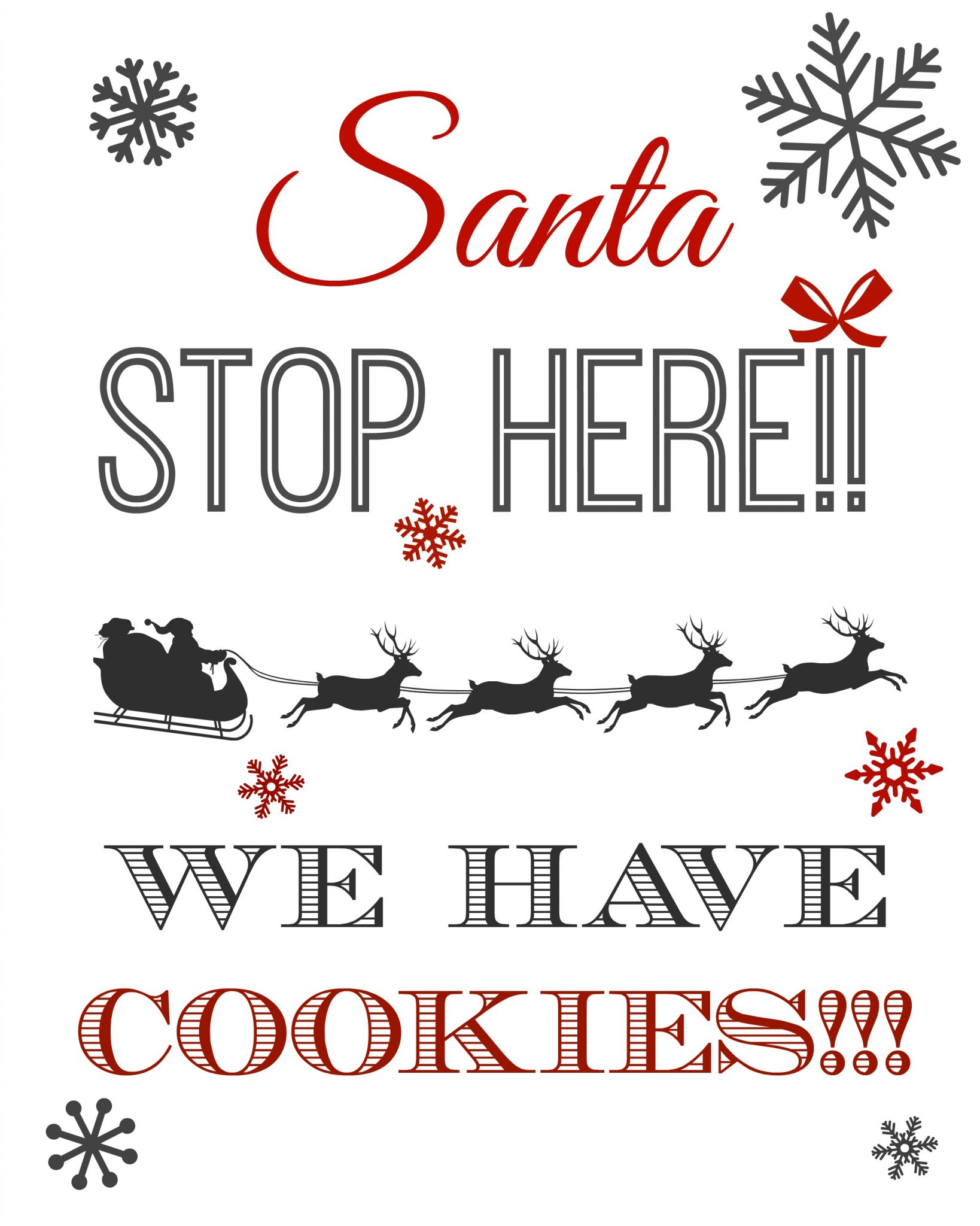 Free Printable Christmas Eve Milk and Cookies Sign for Santa! The