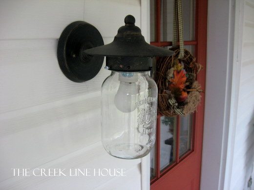 My mason jar porch light.