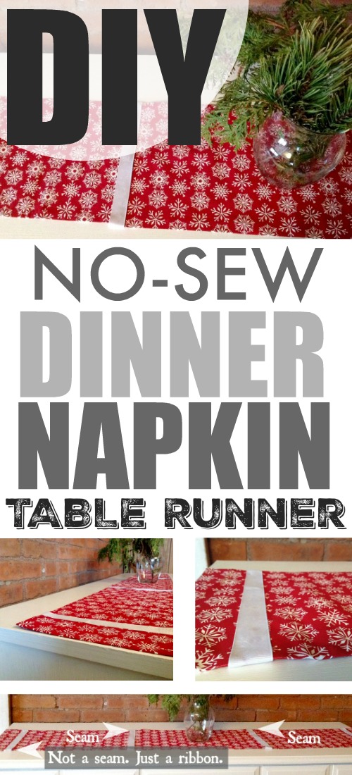 This table runner was made out of basic, inexpensive dinner napkins! So smart!!