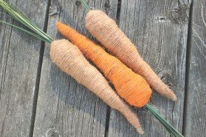These Easter decor carrots are a great stand in for some of the more expensive rustic carrot decor that you can buy these days and they cost just pennies to make! 