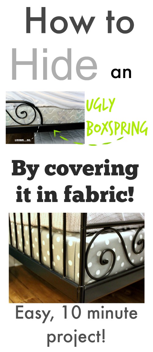 Why do they make box springs to look like that? All shiny and with those patterns that say "Look at me! I'm an exposed box spring!". Well, if you've got a bed that leaves your box spring hanging out for the world to see, then we've got the DIY box spring cover for you!
