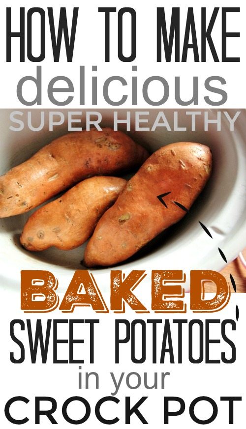 How to make healthy baked sweet potatoes in your crock pot or slow cooker! Awesome! Why didn't I think of this?