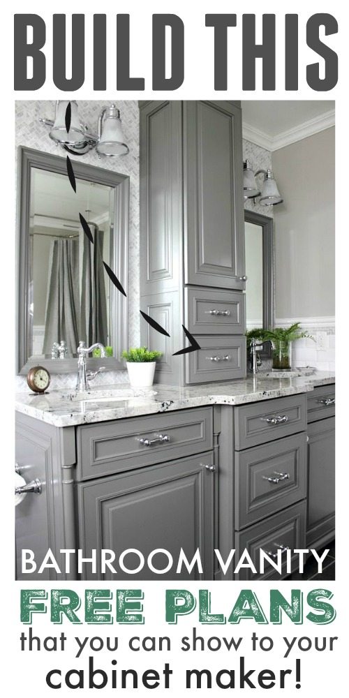 Free plans for building this beautiful bathroom vanity! We get so many compliments on this design!