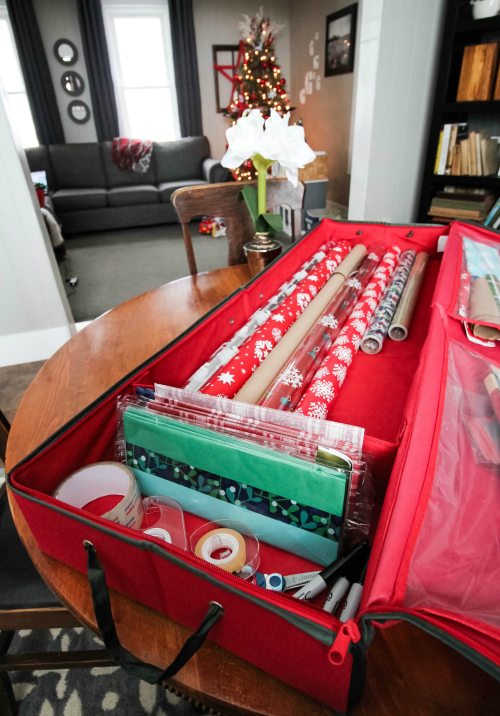 Christmas organizing ideas to help you deal with all of the stuff of Christmas: Gifts, decorations, extra food, wrapping supplies, outfits, and everything else!