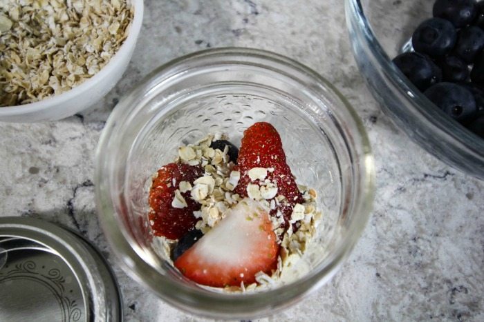 High protein cottage cheese parfaits that you can make ahead of time for a great grab and go snack!