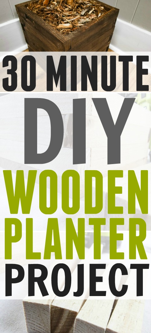 This cute DIY wooden planter can be made in 30 minutes or less!