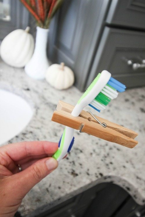 This is the simplest and most obvious DIY toothbrush holder you'll ever see. Toss these in your bag for travel and keep some around for guests, too!