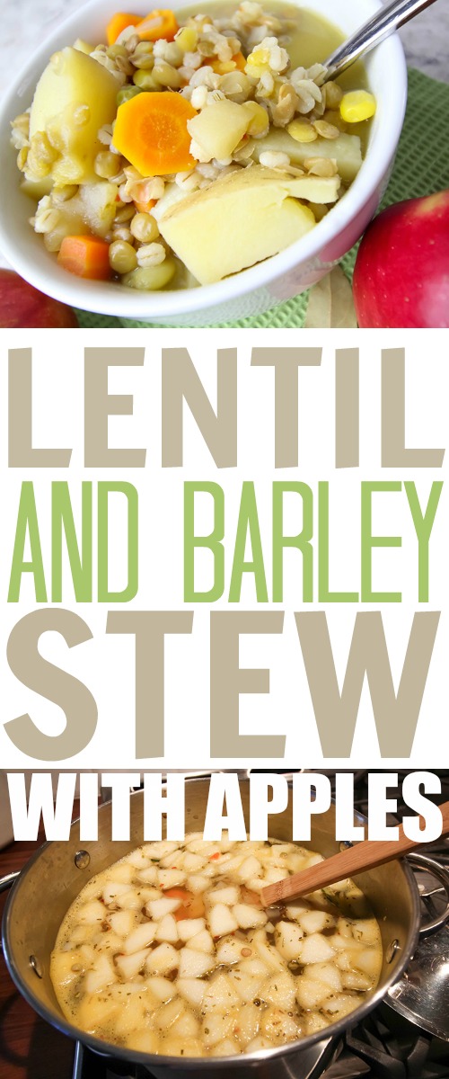 My favorite healthy stew recipe: this lentil barley stew with apples is the perfect hearty fall/winter stew recipe! It's healthy & full of great flavours.