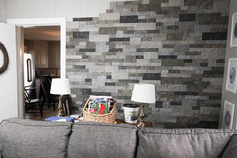 We love our new faux stone veneer wall from AirStone! This stuff is so easy to install and the final result is just stunning!