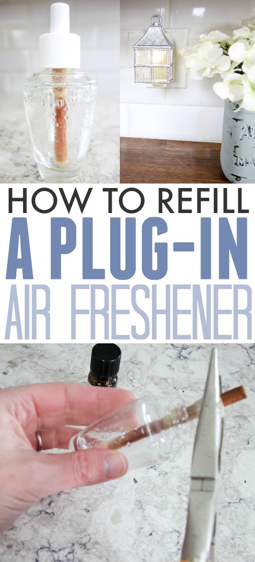 Did you know that you can refill a plug-in air freshener so you can keep using the same one over and over again? It's easy, economical, and you can even make it completely safe and non-toxic as well! Can't beat that!