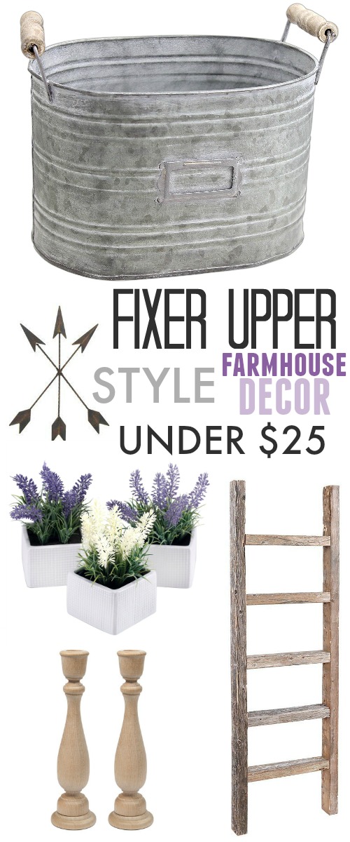 Are you a fan of the show "Fixer Upper"? Find out how you can celebrate the final season and bring some of that farmhouse style into your own home with these Fixer Upper style farmhouse decor ideas under $25!