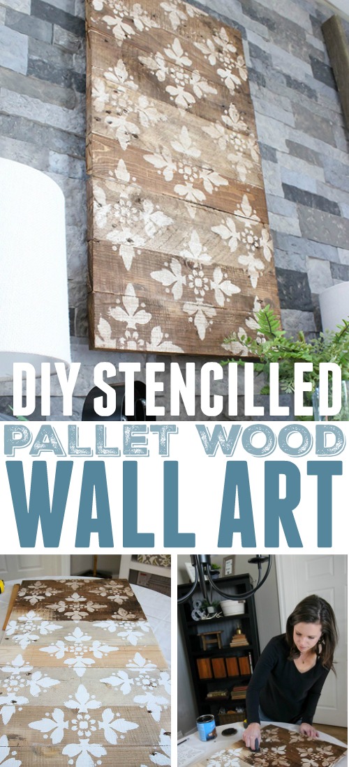 This wood wall art project is so easy to complete and will instantly bring farmhouse style to your home! The best part is that anyone can make wall art like this using a basic stencil and wood reclaimed from a shipping pallet! 