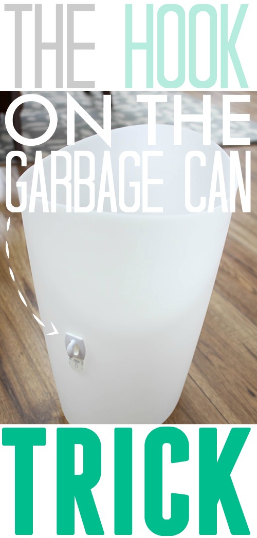 This trick for using adhesive command hooks on your garbage cans is so simple, but can save you a whole lot of frustration! I love little tricks like this hook on the garbage can trick!