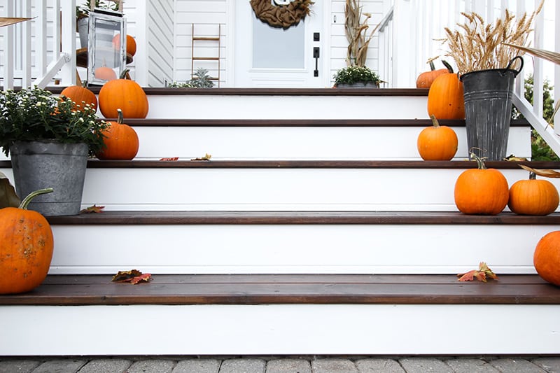 Today I'll be sharing some fun fall entryway decor ideas featuring our new side porch and mud room! Be sure to visit the other homes on the tour as well!