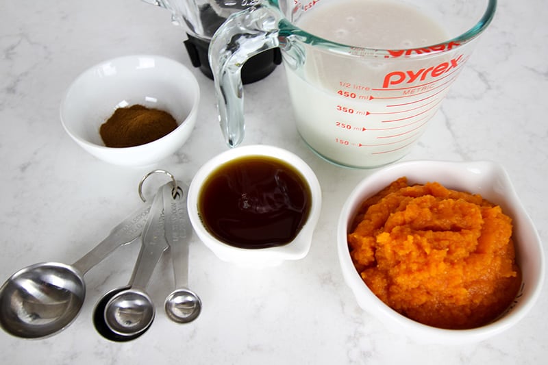 Ingredients needed for pumpkin spice creamer