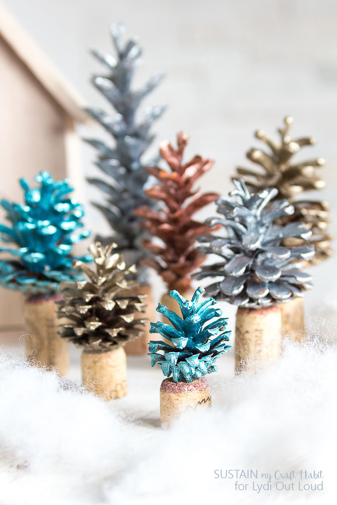 Mini Pine Cone and Cork Christmas Trees