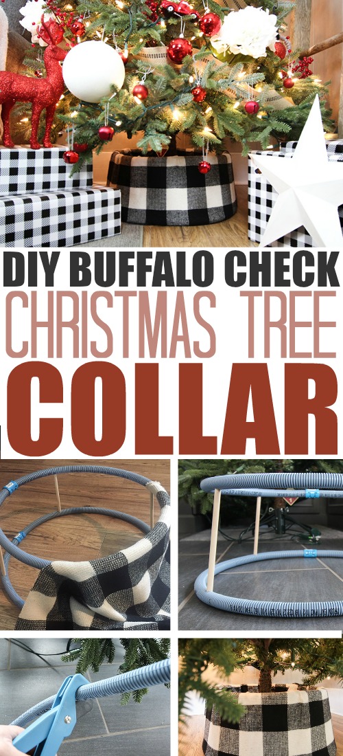 This DIY buffalo check tree collar was made with very basic hardware store supplies and fabric. You can use any fabric you like to make your own tree collar for under $10!