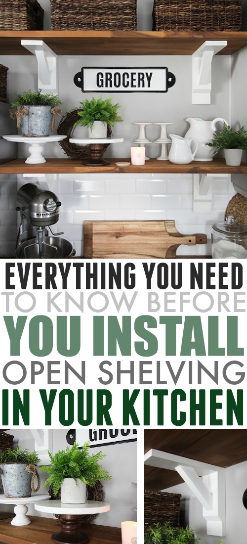 There are a few things you should know before you install open shelving in your kitchen like we have in ours. Read on to learn more about our experience, our tips for making it more functional, and some ideas for making it look great in your home.
