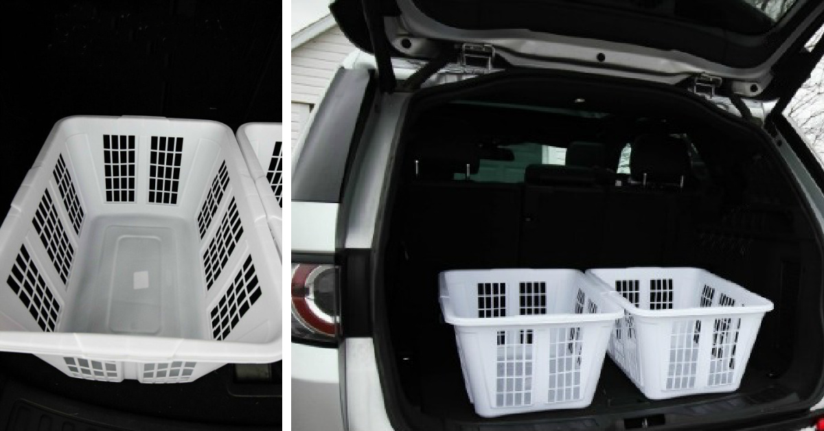 Easy trunk organizer using laundry baskets.