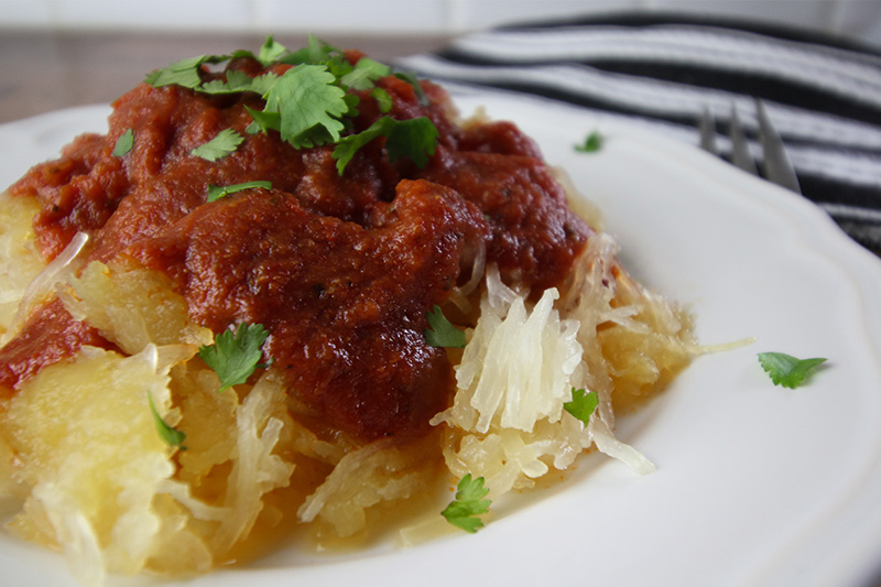 Slow cooker spaghetti squash is such a great healthy food trick to know about. Use it in place of pasta with your favourite sauces, or even in place of noodles in stir fry!