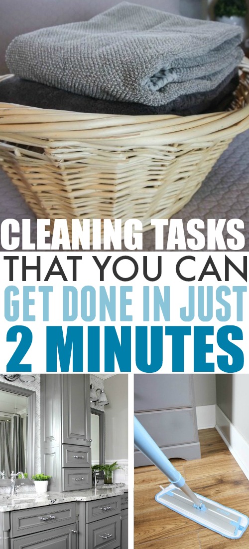 It's amazing what you can get done in just two minutes! Even if you only have a moment to spare, try tackling one or two of these tiny two minute cleaning tasks. You'll be so surprised what a difference two minutes can make in your home!