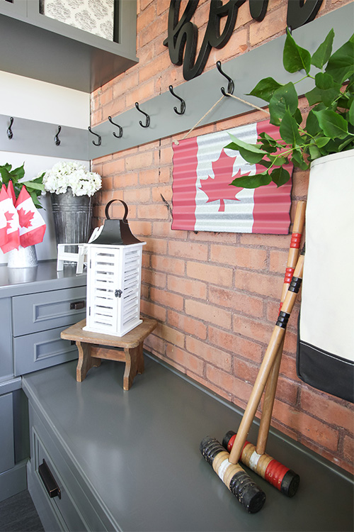 In today's post I'm sharing some fun Canada Day decor ideas for a mudroom or entryway for all of my fellow Canadians to enjoy, just in time for Canada Day!