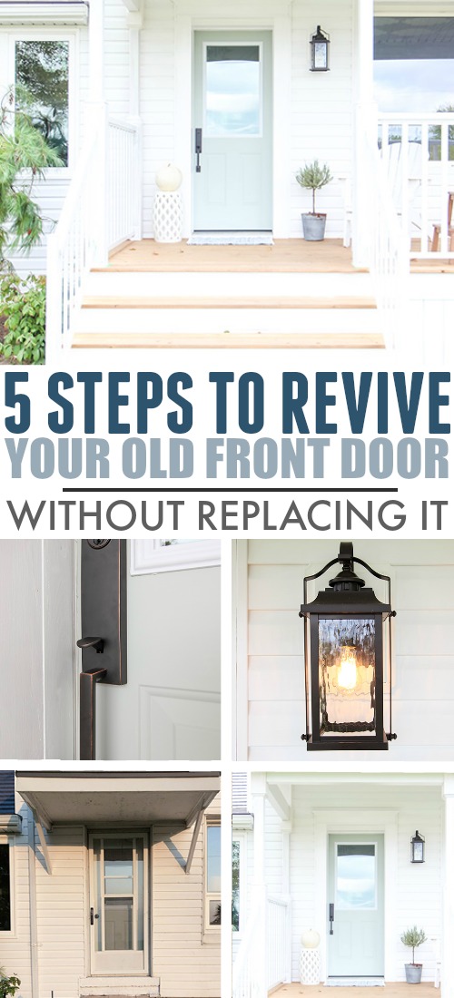 There are so many things that you can do to update a front door without having to completely replace it! Here's what we did with ours!