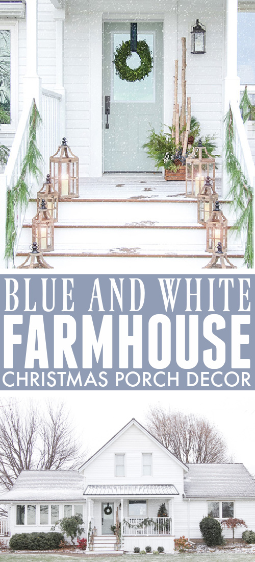 In this post, I get to show off our new front porch along with the subtle blue and white Christmas porch decor that I chose for its first Christmas!