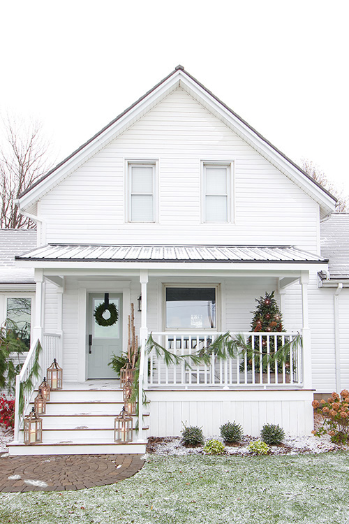 Blue & White Christmas Porch