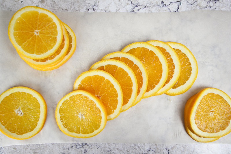 Sliced fresh oranges.