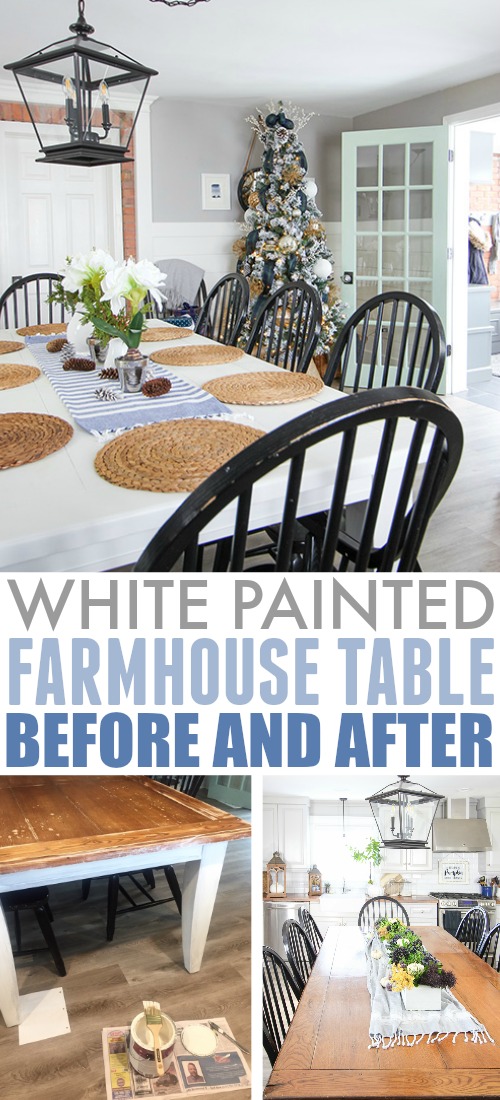 In this post I'll share how I made over my farmhouse style kitchen table and why I painted it! I loved it before, and I love my white kitchen table even more now!