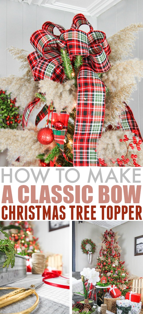 In this post I'll show you how to make a bow Christmas tree topper! This is an easy and elegant solution that you can easily customize to match any tree decor!
