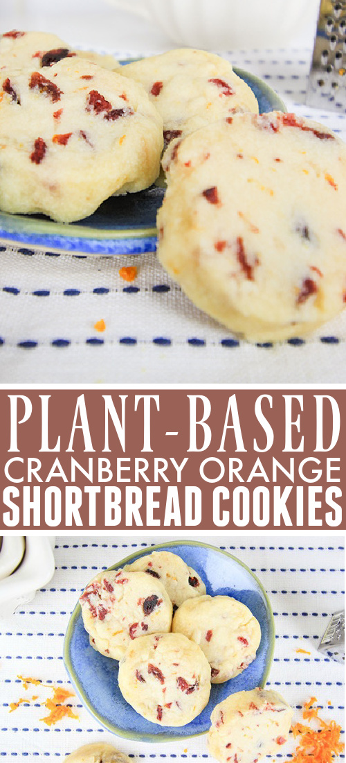 These plant-based orange cranberry shortbread cookies are the perfect winter cookie to enjoy with a cup of tea or coffee. They're easy to make and they freeze well too!