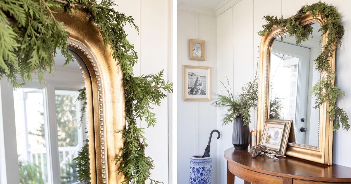 Make your own cedar garlands using clippings from your yard.