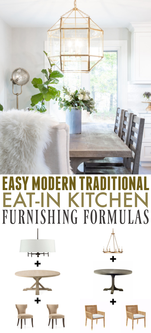 Sharing a few ideas for how to pull together the perfect modern traditional eat-in kitchen set up for your home today!