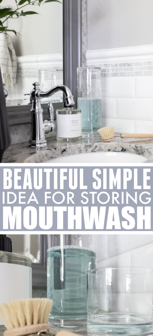 Just a really fun little idea I came up with recently that I had to share. This is such a tidy, simple idea for storing mouthwash.