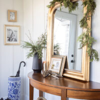 Natural Cedar Christmas Decorations in the Mudroom