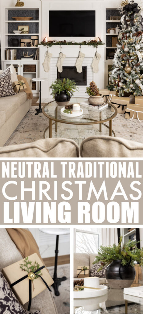 Neutral Traditional Christmas Living Room - The Creek Line House
