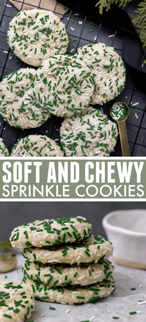 These soft and chewy sprinkle cookies are the perfect way to add a little extra colour and fun to your cookie tray this Christmas.