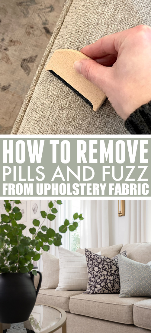 If your sofa is starting to look a little rough in some areas due to pilling, here's an easy trick to make it look almost as good as new again. Here's how to remove pills from upholstery fabric.