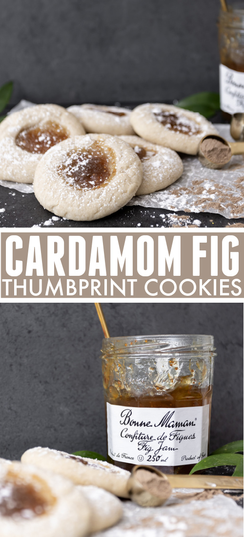 I love an elevated twist on a classic cookie favorite. These delicately-flavoured cardamom fig thumbprint cookies are just different enough to be interesting without making any "plain cookie" people too nervous. :)