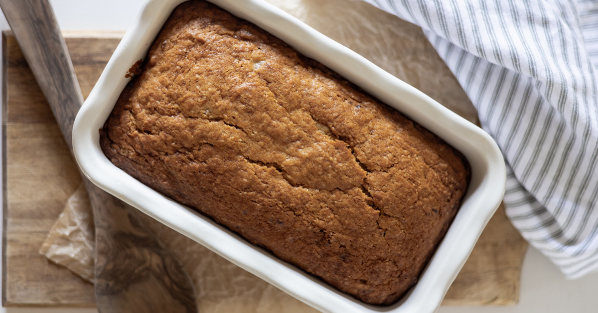 Three ingredient banana bread made with cake mix.