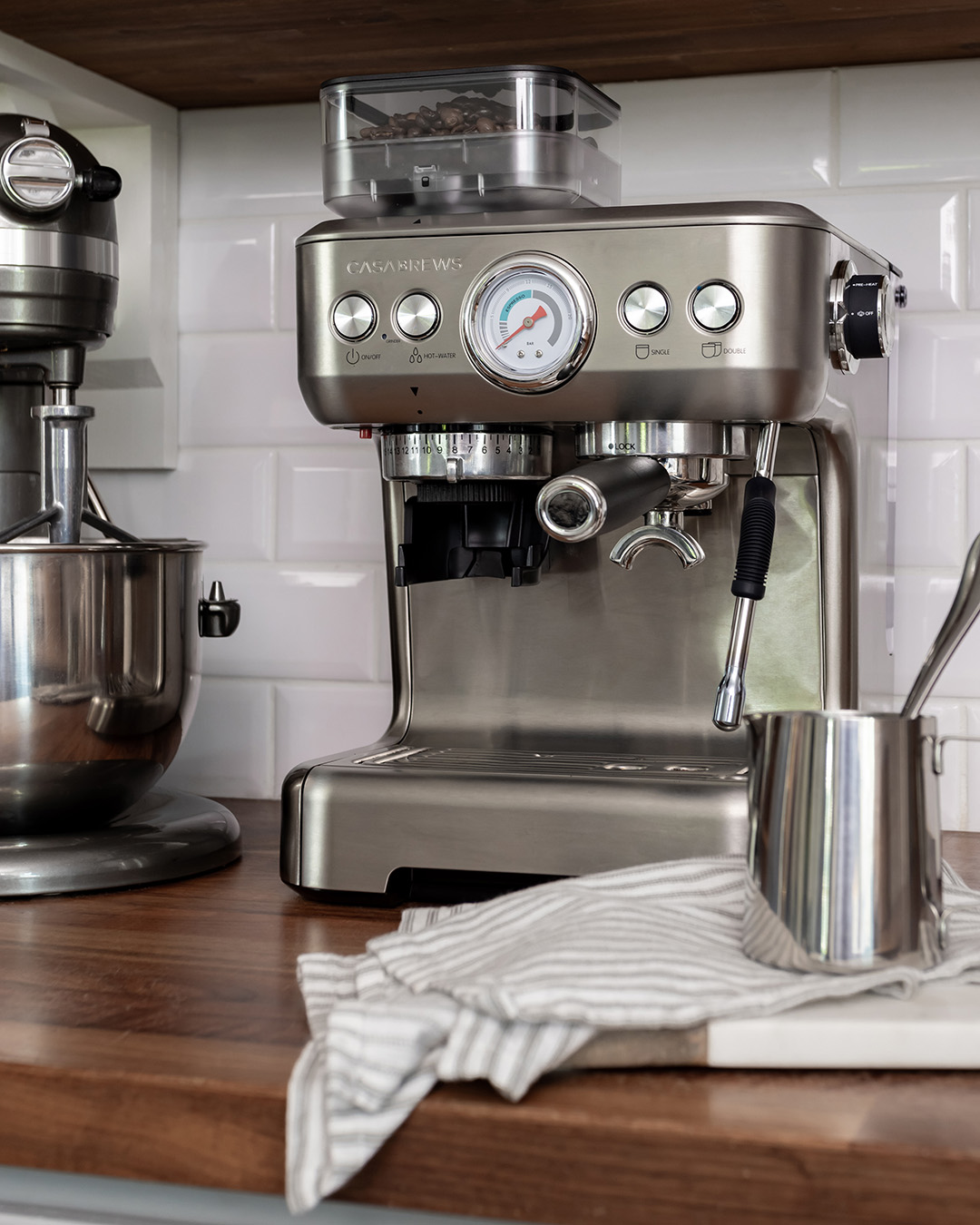 A beautiful home espresso machine.