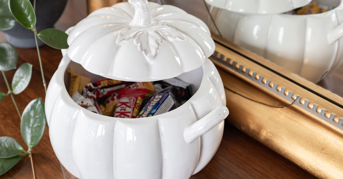 Halloween candy in a soup tureen