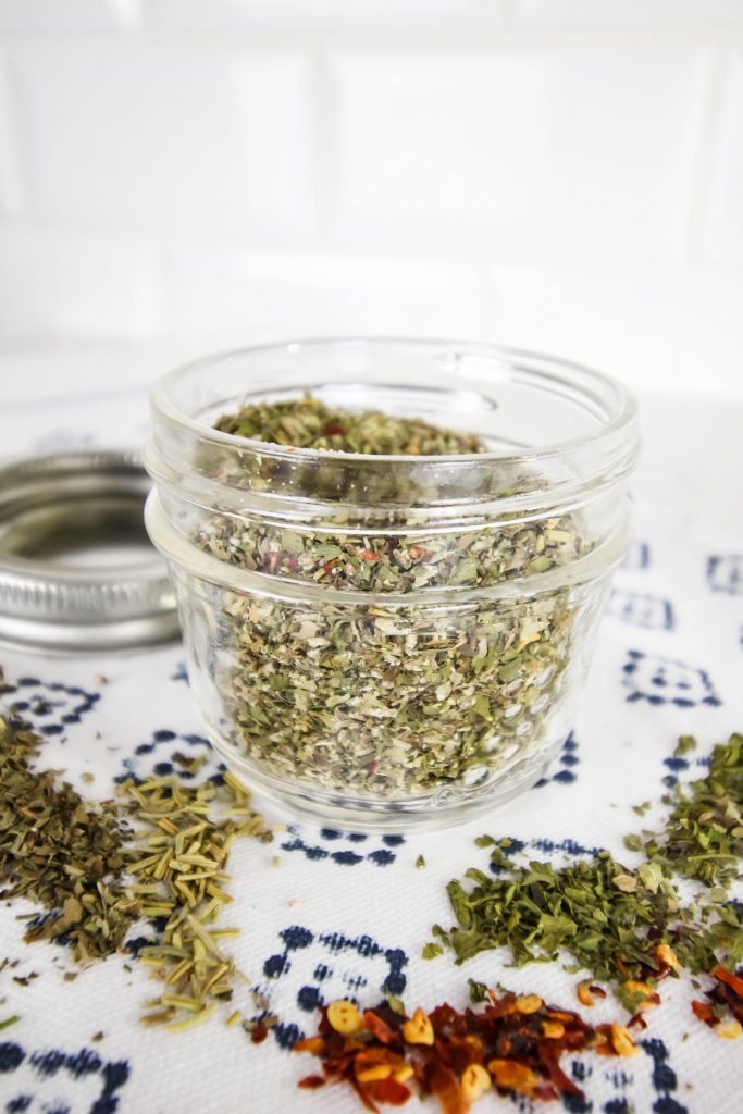 Herbs and spices in a jar.