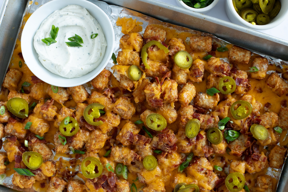 Delicious loaded tater tots recipe.