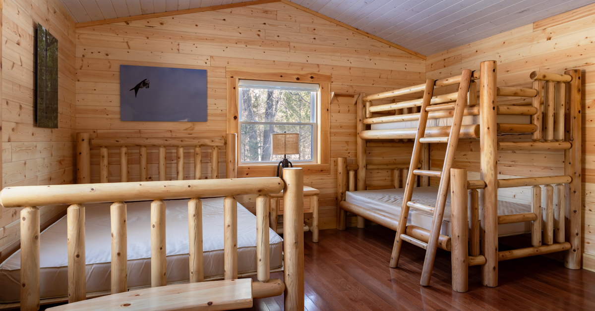 Log furniture in the cabins.