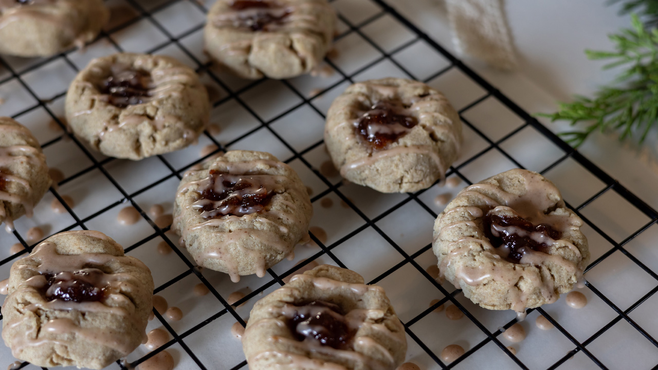Spiced quince thumbprint cookies.