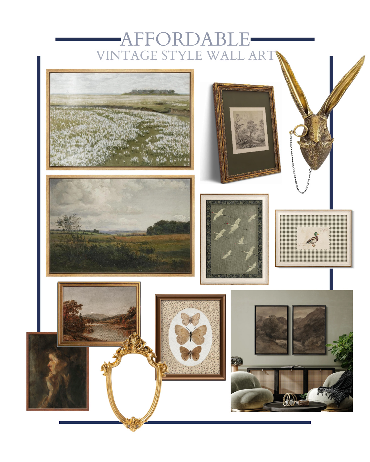 Affordable vintage style wall art finds.