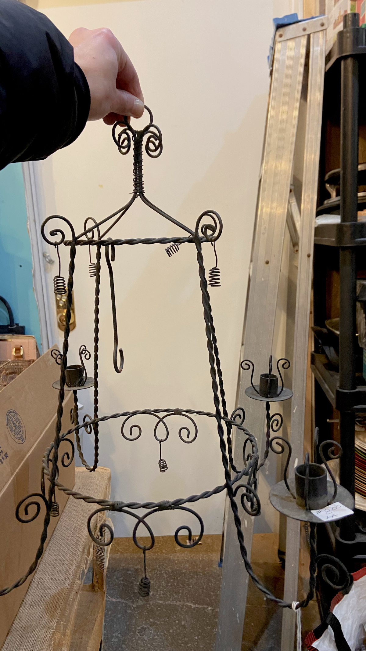 A whimsical candelabra found for a song at a local antique market.